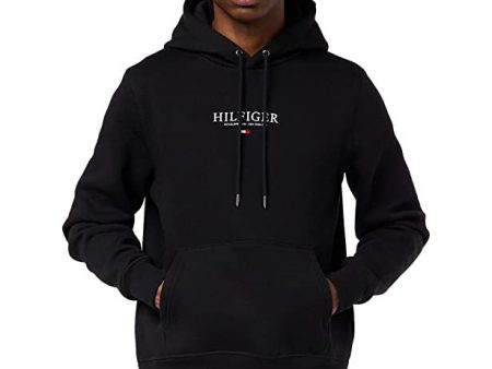 Tommy Hilfiger Sudadera con capucha hombre Hilfiger Logo Hoody de una mezcla de algodón orgánico, Negro (Black), XL Embalaje Deteriorado Fashion