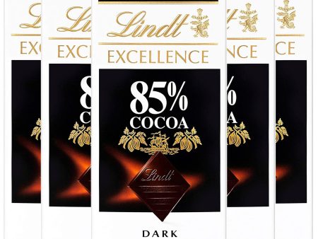 Tableta de chocolate negro Lindt Excellence 85% Cacao - 100 g, pack de 5 Embalaje Deteriorado on Sale